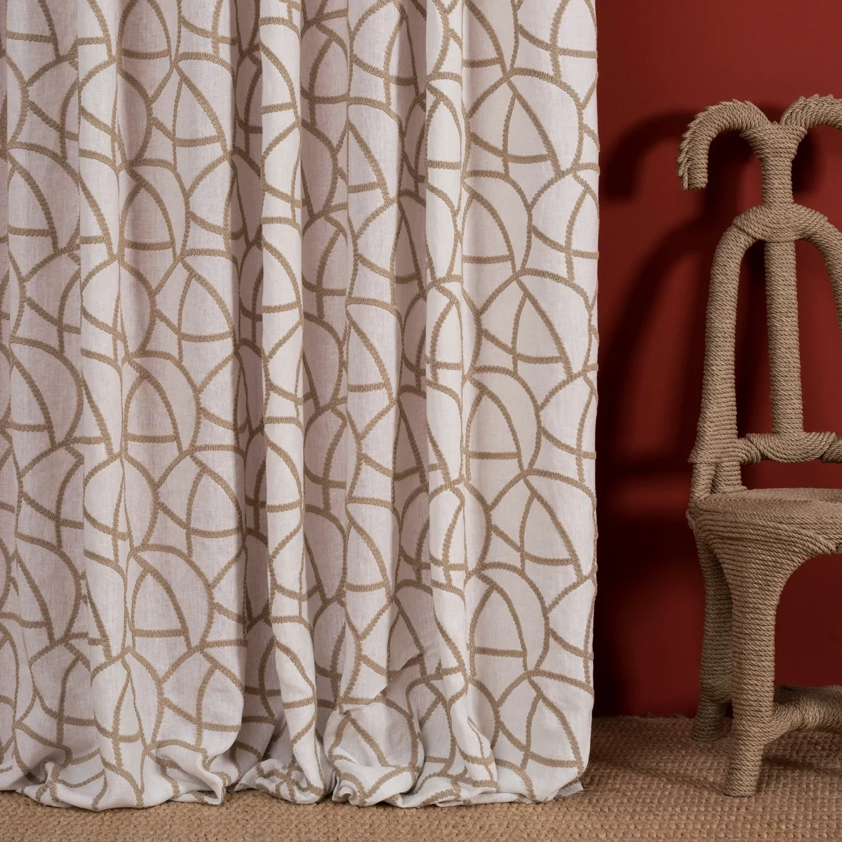 Draperii de in de lux cu model geometric