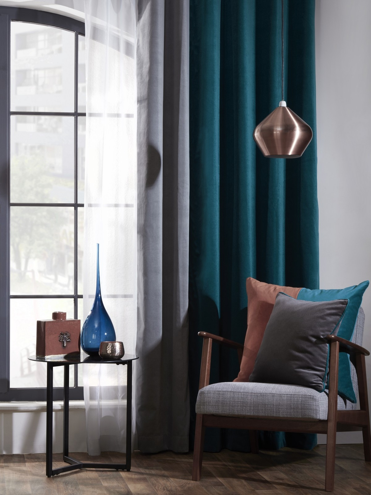 Draperii termice turcoaz uni pentru living